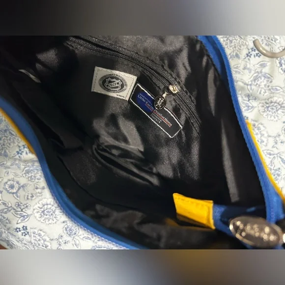 NHL Buffalo Sabres Blue & Gold Yellow adjustable Shoulder Bag purse - Picture 4 of 4